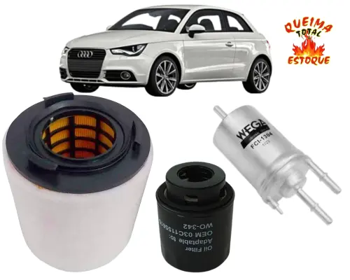 KIT FILTRO AUDI A1 1.4 16V TFSI S-TRONIC ATTRACTION SPORT SPORTBACK AMBITION APOS 2010 1K0201051B 03C115561C 6R0129620A FCI1304 WO342 WR212 JP000010 JP000010 JP002502 JP002503