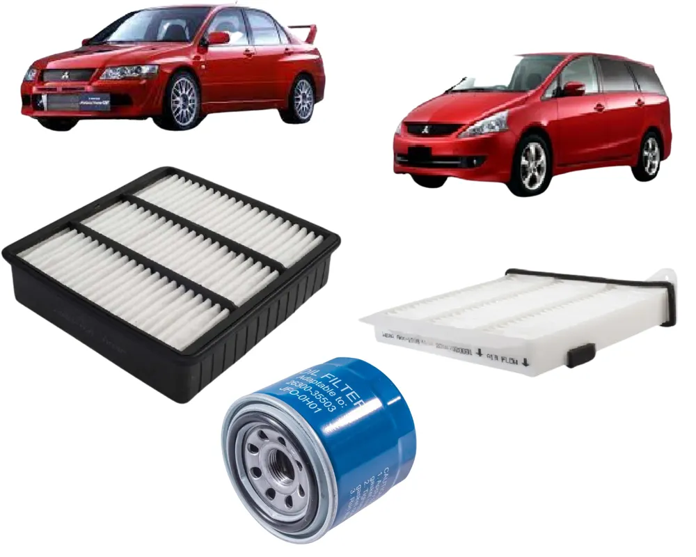 KIT FILTRO MITSUBISHI AIRTREK 2.4 LANCER EVOLUTION 2.0 APOS 2003 MD322508 MR398288 MR552951 JP000637 JP001832 JP002709