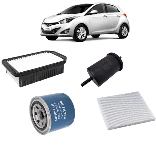 KIT FILTRO HYUNDAI HB20 1.6 16V FLEX APOS 2012 28113-12100 31911-2E000 26300-35503 97133-2E210 JP000904 JP000963 JP001832 JP002424