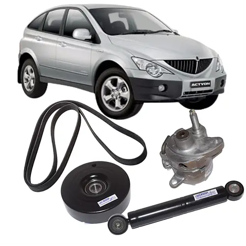 KIT TENSOR + POLIA + AMORTECEDOR + CORREIA POLI V SSANGYONG ACTYON SUV GASOLINA 2.3 JP001275 JP001557 JP002765 JP003148