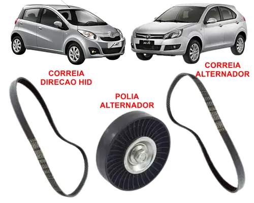 Kit Correias e Polia Alternador JAC J2 1.4 16V J3 1.4 16V