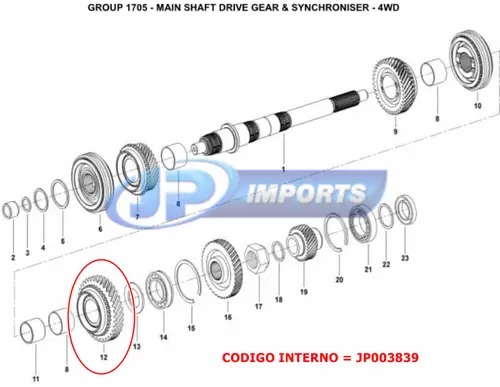 ENGRENAGEM 1 MAHINDRA SUV 2.6 PICK-UP 2.6 0703DD1090N JP003839