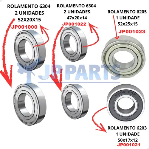 Kit Rolamentos Esfera Câmbio BS09 6 Peças Effa Hafei Effa Start CN Auto Towner Junior Towner Hafei Changan Chana