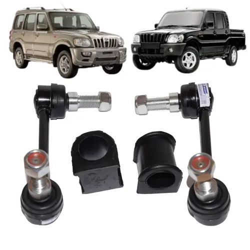 BIELETA + BUCHA DA BARRA ESTABILIZADORA DIANTEIRA JOGO COM 04 PECAS LD + LE MAHINDRA PICK-UP SUV 0401EA0360 0401EA0370 0401EA0490N JP000034 JP000035 JP000053