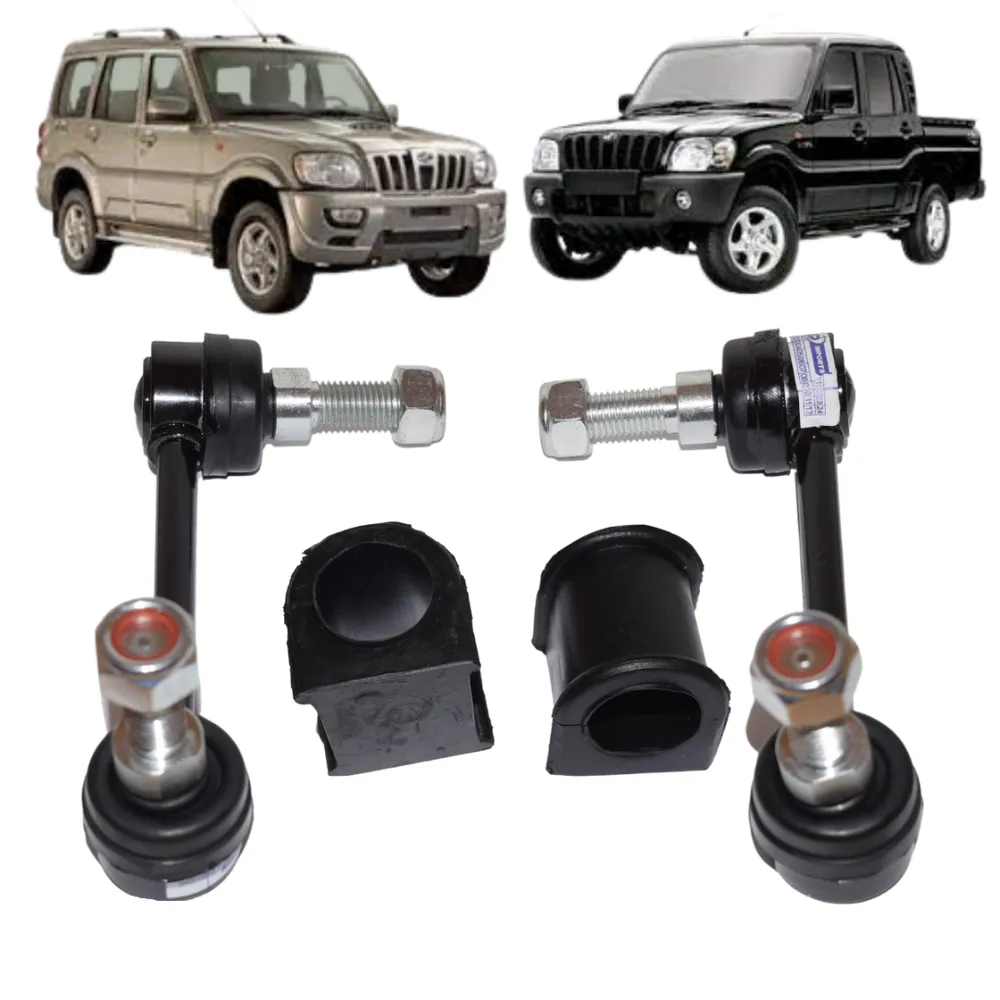 BIELETA + BUCHA DA BARRA ESTABILIZADORA DIANTEIRA JOGO COM 04 PECAS LD + LE MAHINDRA PICK-UP SUV 0401EA0360 0401EA0370 0401EA0490N JP000034 JP000035 JP000053
