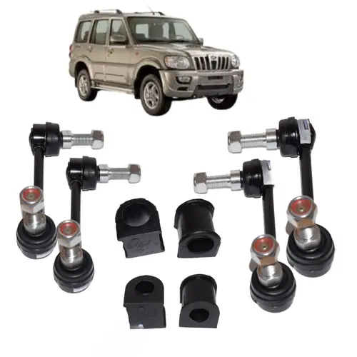 BIELETA + BUCHA DA BARRA ESTABILIZADORA DIANTEIRA + TRASEIRA JOGO COM 08 PECAS LD + LE MAHINDRA SUV 0401EA0360 0401EA0370 0401EA0490N JP000034 JP000035 JP000053 JP000054