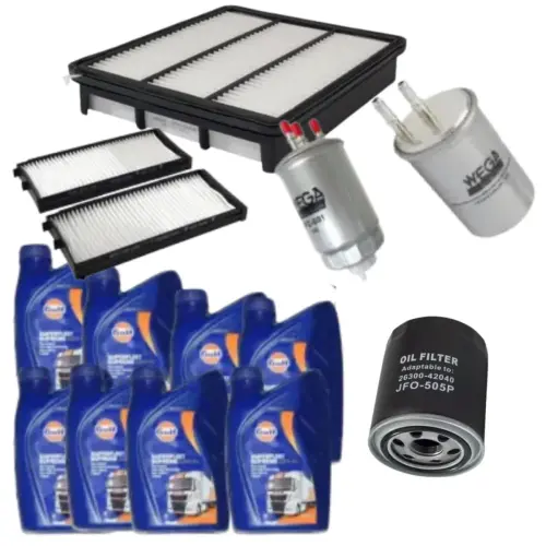 KIT FILTRO + OLEO MOTOR HYUNDAI TERRACAN 2.9 Crdi DIESEL APOS 2001 JP000499 JP000805 JP002266 JP002275 JP002284 JP004703