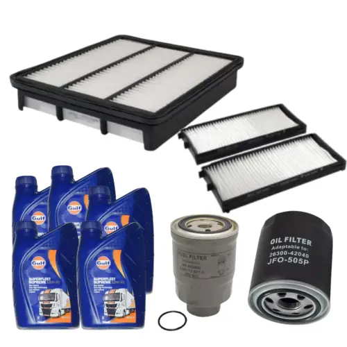 KIT FILTRO + OLEO MOTOR HYUNDAI TERRACAN 2.5 GL TURBO DIESEL APOS 2003 JP000920 JP002266 JP002275 JP002284 JP004703