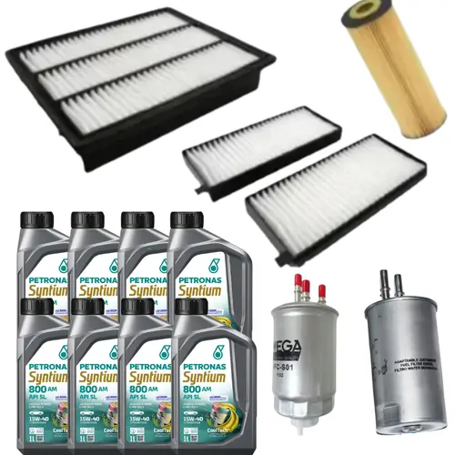 KIT FILTRO + OLEO MOTOR 15W40 SSANGYONG ACTYON KYRON DIESEL - ( FILTRO COMBUSTIVEL 3 VIAS)